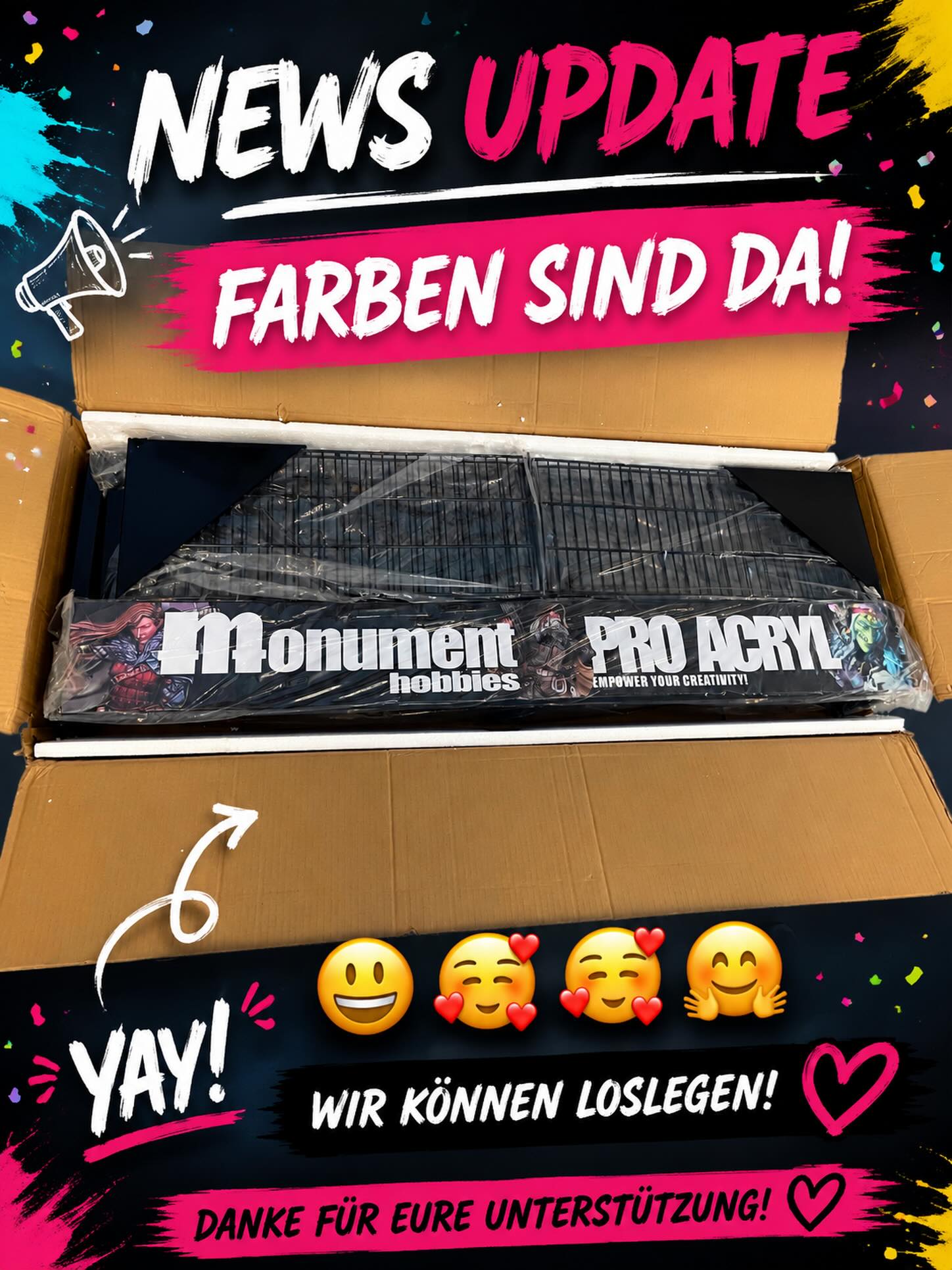 Neu eingetroffene Farben und Hobbyzubehör